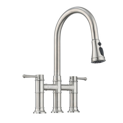 Robinet de cuisine pont à deux poignées avec douchette extractible