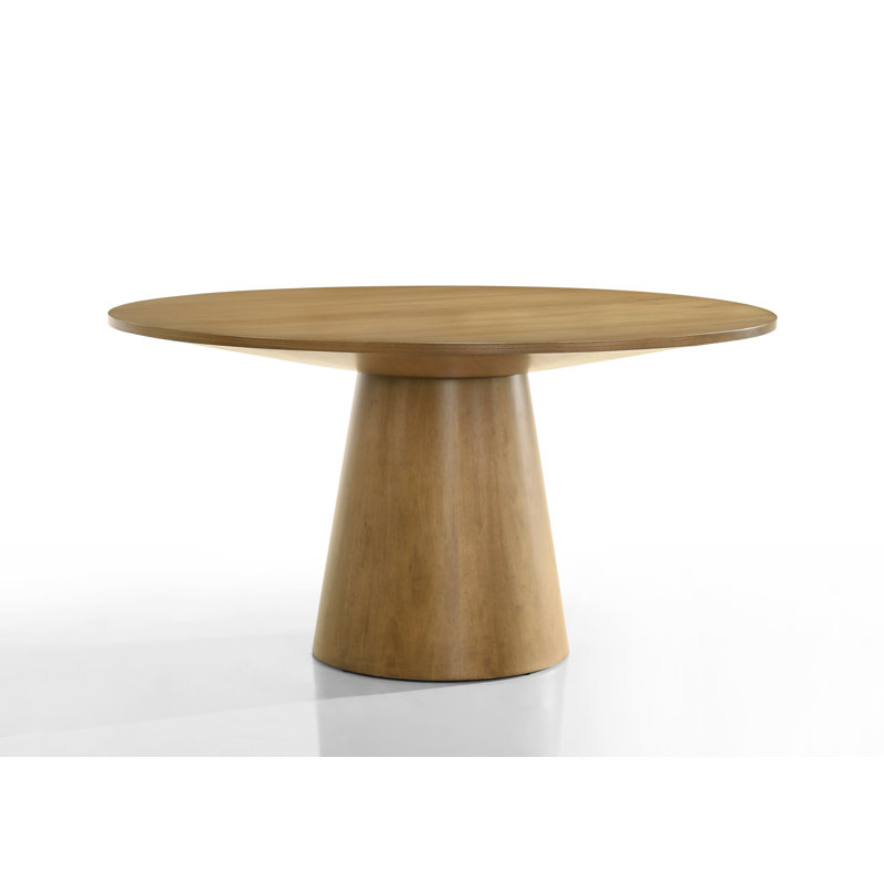 Arwilla Round Dining Table with Pedestal Base Solid Wood and Oak Veneer – 59 Inches, Driftwood
