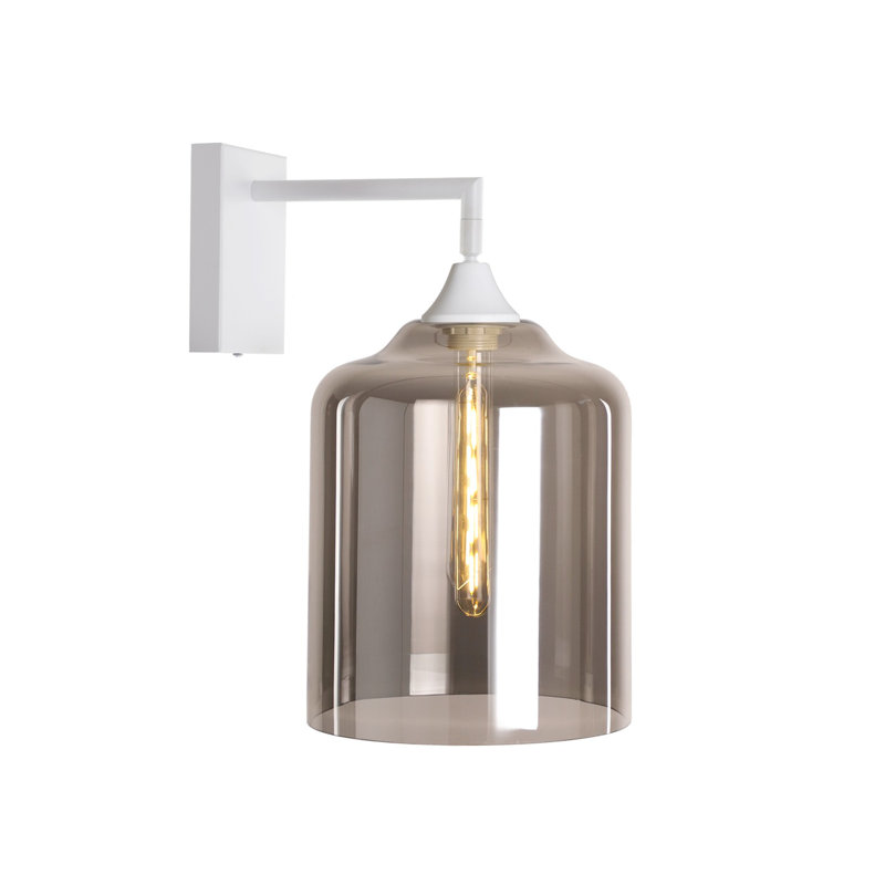 Borica Armed Sconce, White, Smoke