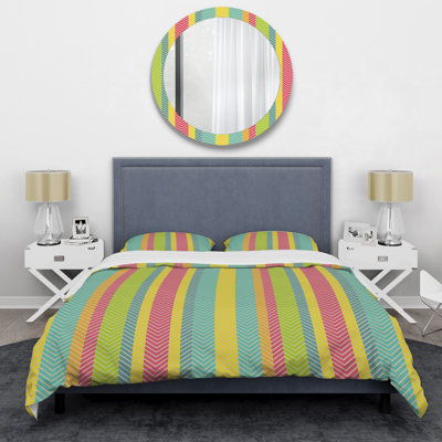 Ensemble de housse de couette en microfibre bleu / rose / vert 3 pièces