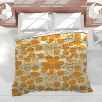 Édredon orange à motif floral
