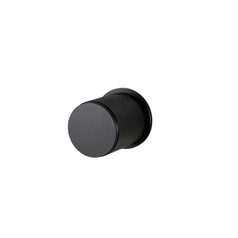 Cylindrical Knob with Round Rosette, Black