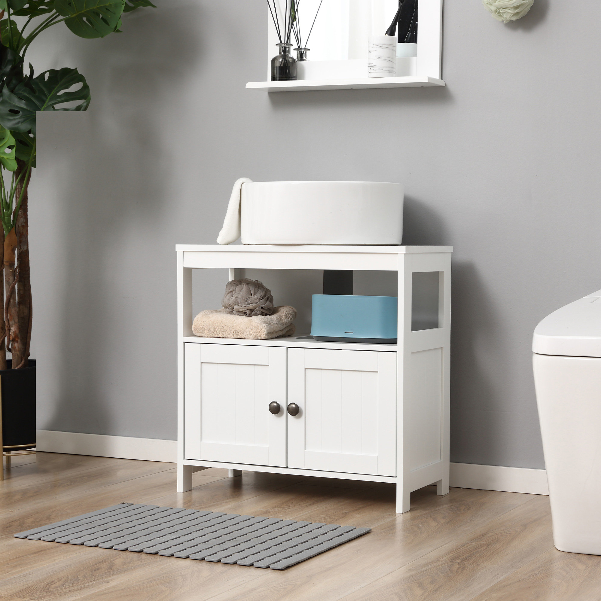 kleankin Narrow Bathroom Storage Cabinet with Drawer and 5 Tier