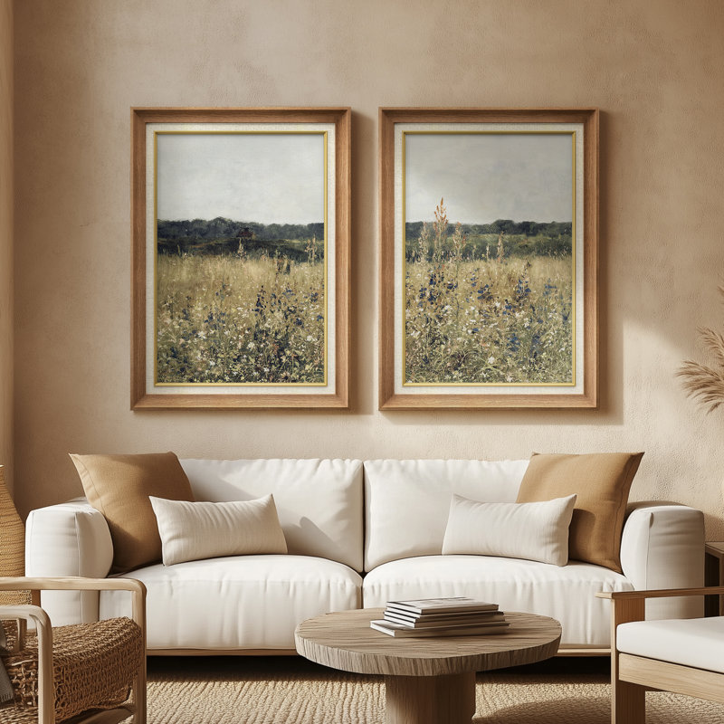 Ensemble de 2 œuvres d'art encadrées de qualité supérieure sur toile de qualité supérieure avec cadre de 26 po x 36 po
