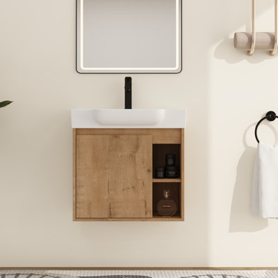 Meuble-lavabo mural simple 24 po avec comptoir en céramique Marnar
