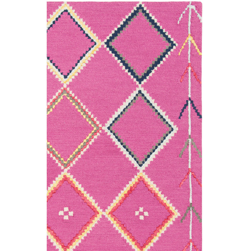 Derose Hand Tufted Wool Geometric Rug, Square 5'