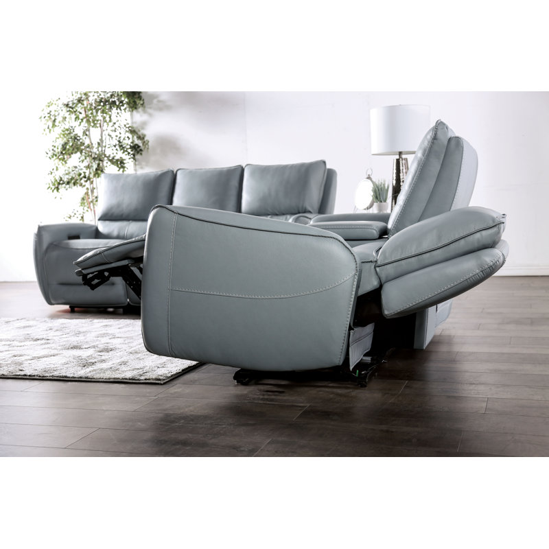 Causeuse inclinable en cuir Chelo, Bleu pâle