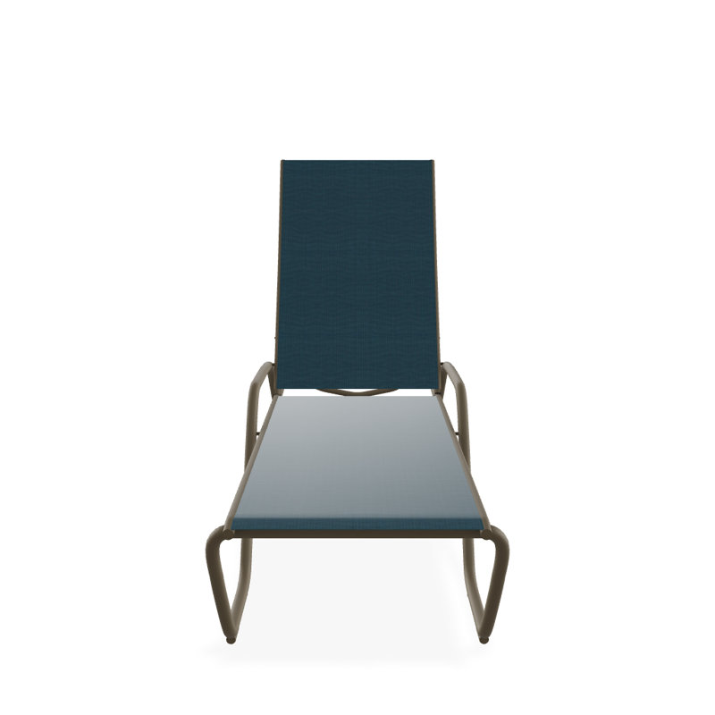 Outdoor Rust-Resistant Metal Chaise Lounge, Textured Beachwood, Teal Sunbrella®