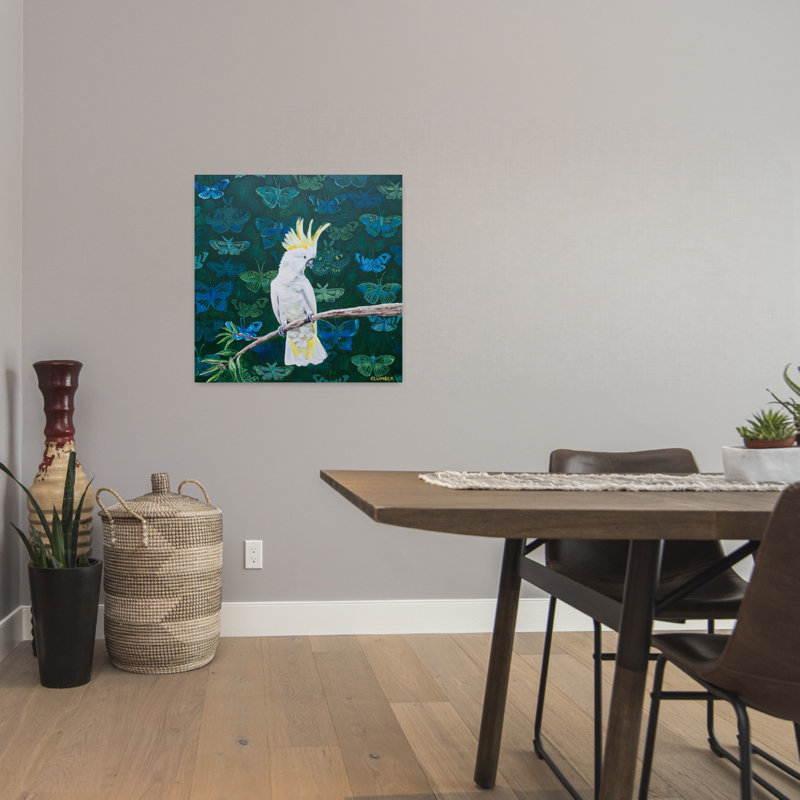 Art de la faune tropicale à papillon à crête jaune, H 24 po x l 24 po