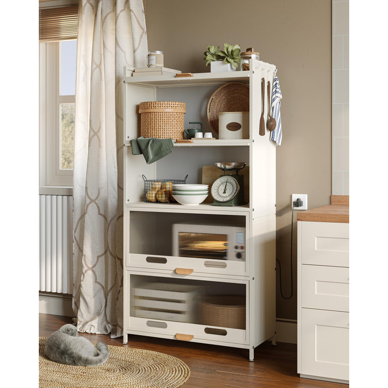 Kitchen Cabinets With Wheels And Flip Door,Bakers Rack, Pantry Cupboard,Kitchen Storage Rack