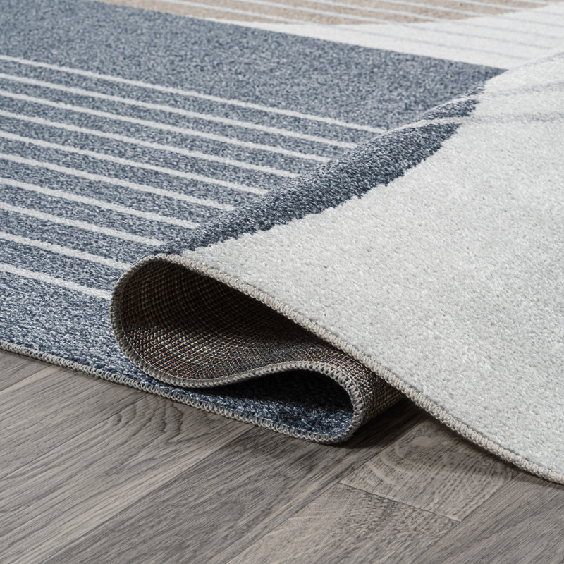 Gladimir Contemporary Minimalist Machine-Washable Multi Rug, Rectangle 5'3" x 7'7"