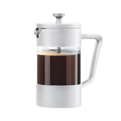 OGGI Borosilicate Glass French Press Coffee Maker (20oz)- 5 Cup Capacity, Coffee Press, Single Serve Coffee Maker, Stainless Steel Lid & Plunger, Make Great Coffee Gifts, White
