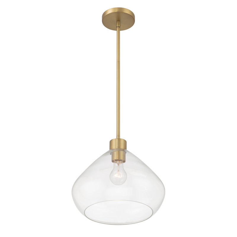 Luminaire suspendu 1 lumière 12,5 po Elaris, Laiton, Clair