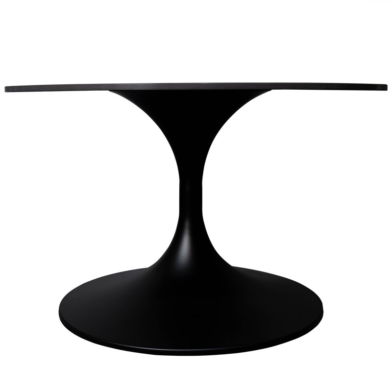 Verve 24" Black Marble Round Coffee Table with Stainless Steel Base