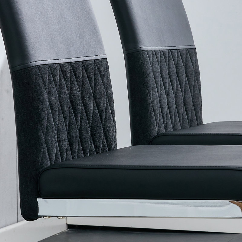 Chemash 48cm H Upholstered Metal Upholstered Back Cantilever Chair, Black