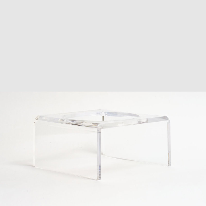 Clear Acrylic Elevated Pet Feeder with Stainless Steel Bowl