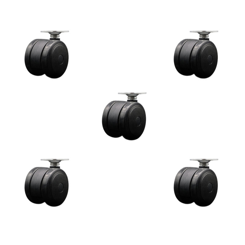 Ensemble de 5 roulettes de service pour 2 roulettes, Noir