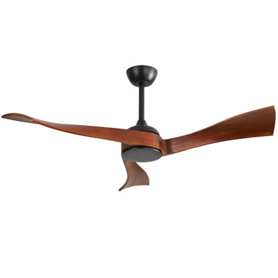 Ventilateur de plafond moderne d'intérieur 52 pouces sans télécommande 6 vitesses 3 pales en bois massif réversible pour moteur de salon