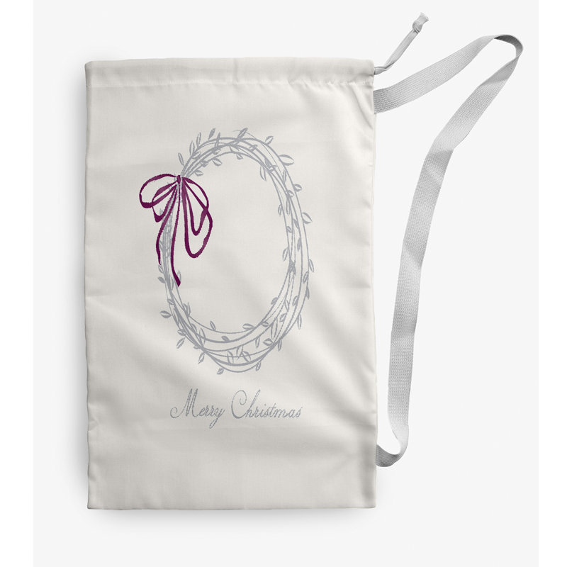Fabric Laundry Bag with Handles, Small (29" H x 18" W), Ivory/Gray