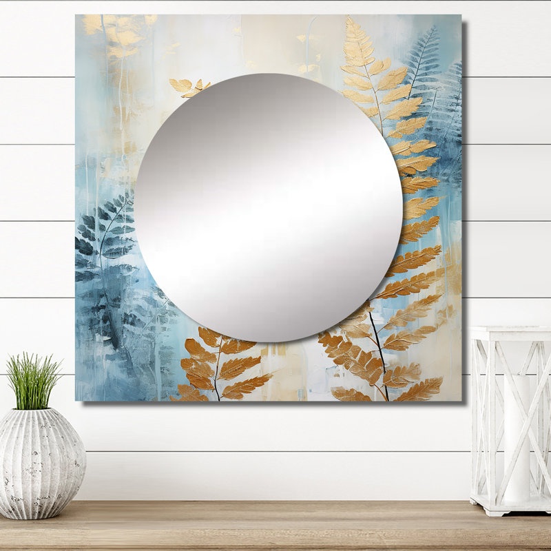 Sigyn - Grand miroir mural carré floral et botanique pour chambre à coucher, 29 po x 29 po