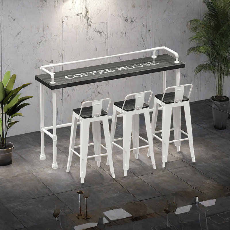 Ensemble de salle à manger rectangulaire L 70,9 po x l 17,8 po Karez, 3, Blanc / noir, Blanc