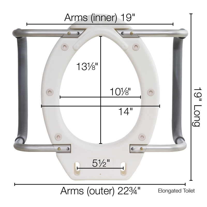 White Elevated Toilet Seat Riser with Padded Arms