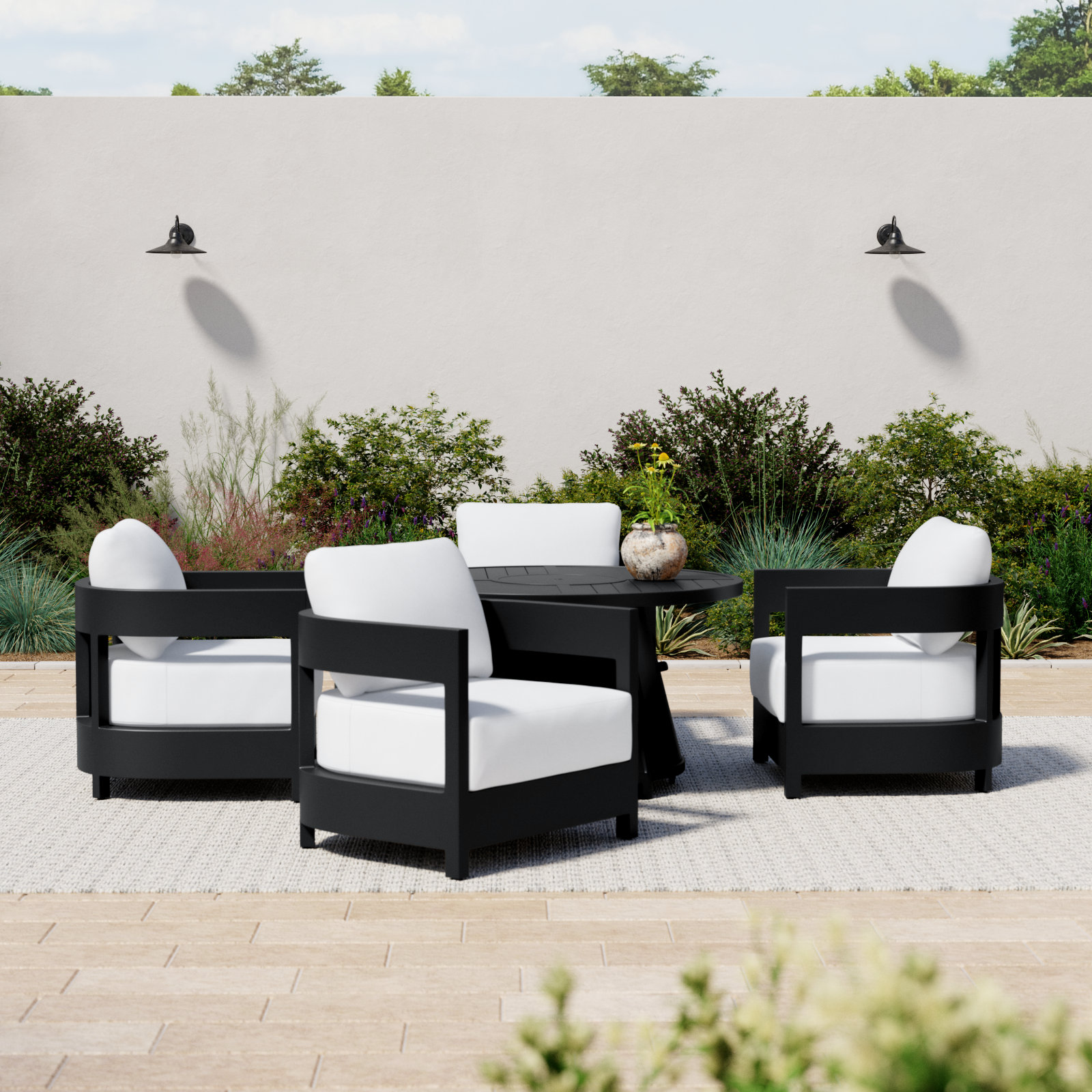 Everlee 5 Piece Outdoor Aluminum Fire Chat Set
