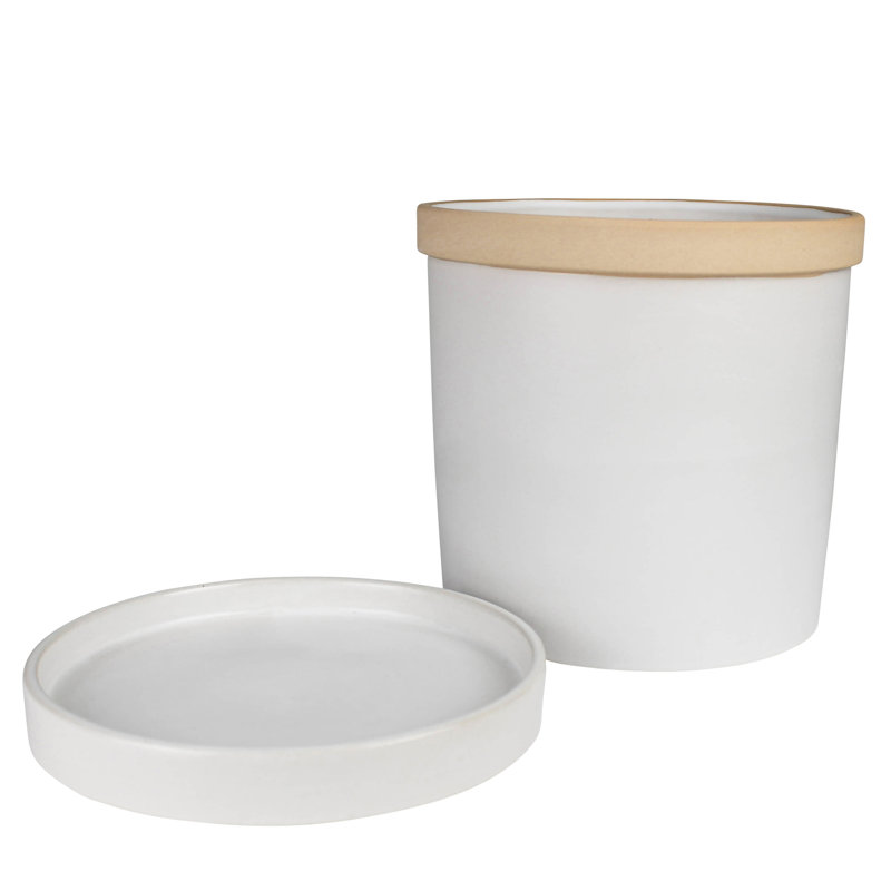 June Cachepot With Saucer, Ceramic - 4”