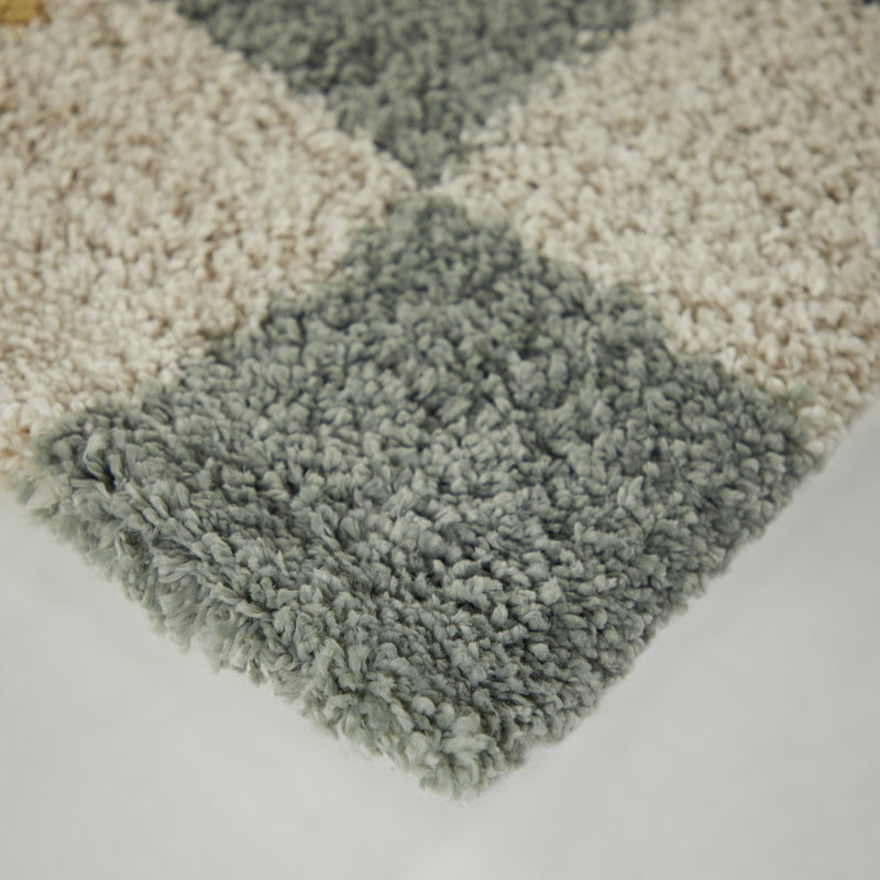 Machine Woven Shaggy Chequered Multico Area Rug, Rectangle 160 x 230 cm