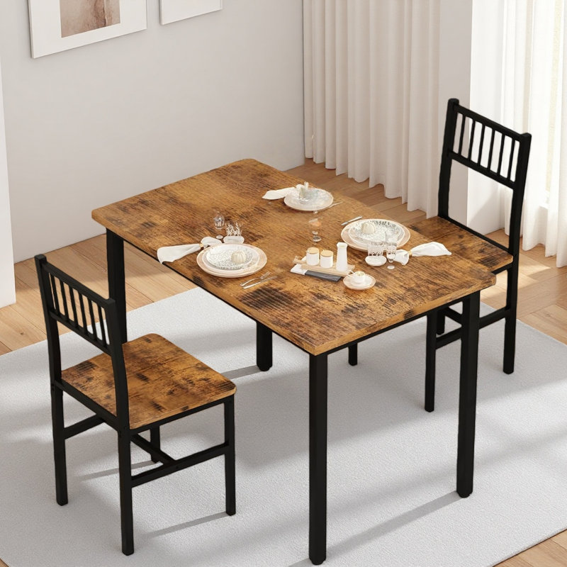 Small Kitchen Table Set For 2 With Chairs, 3 Piece Dining Table Set, Wood Breakfast Nook Table And Chairs Set For Small Space Dining Room,Apartment