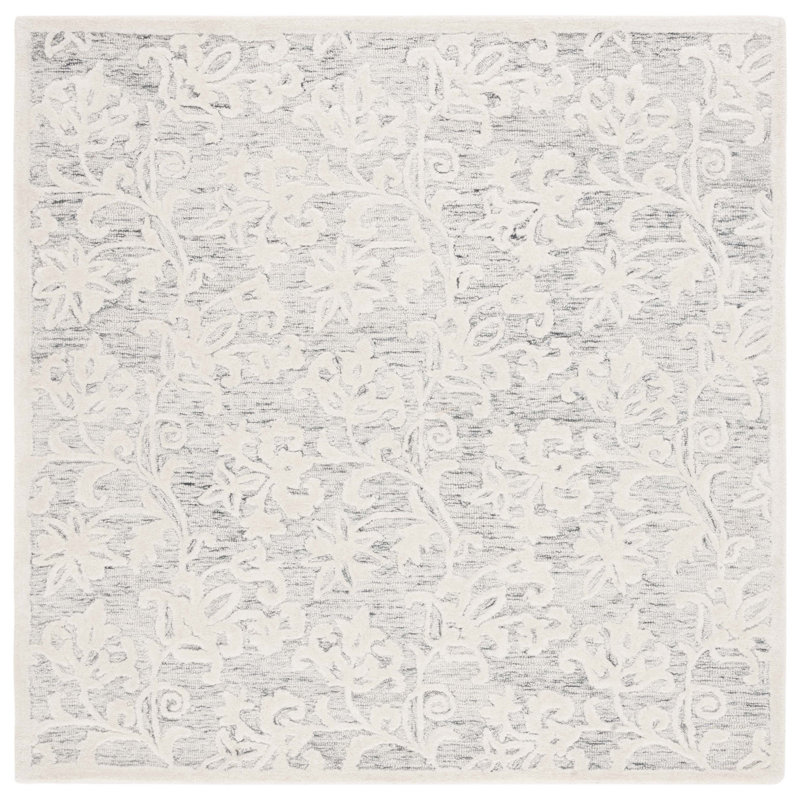 Msr Metro Martha Stewart Hand Tufted Wool Pile Floral Rug, Square 6' x 6'