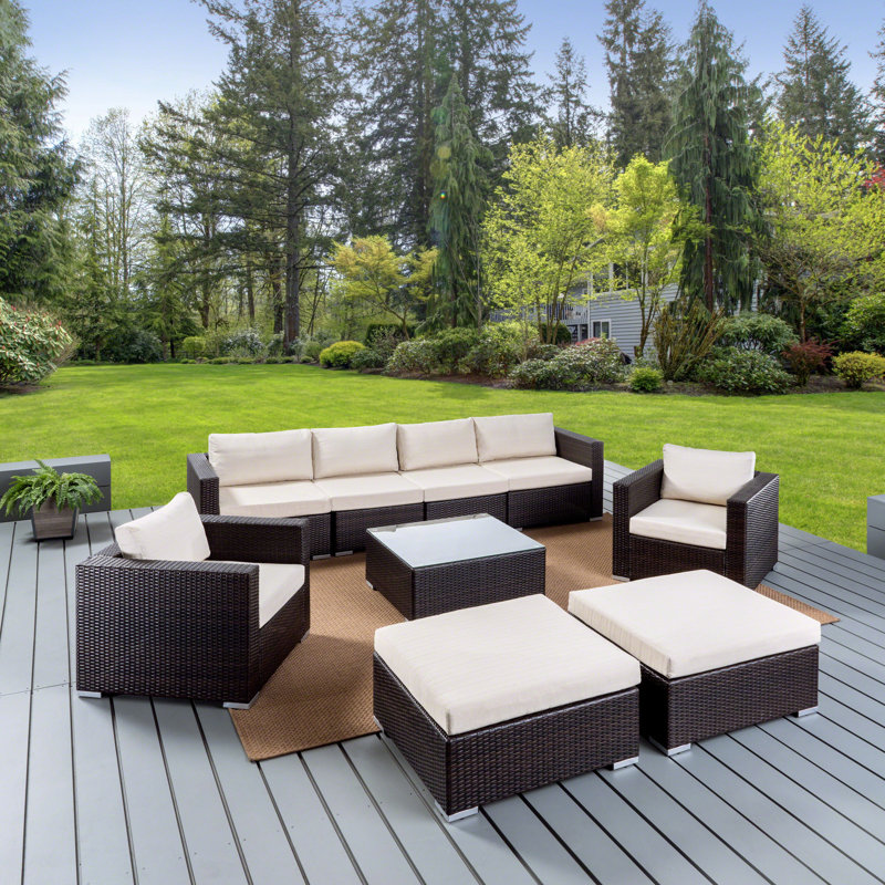 Ensemble de conversation avec coussins Jossilyn, Structure aux tons bruns multiples / coussin beige