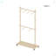 Séchoir à vêtements en bois massif avec 6 cintres en bois, conception compacte, tablette réglable et roulettes pour faciliter le déplacement