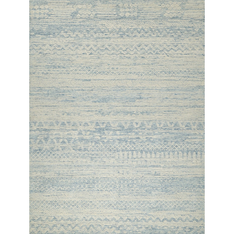 Martha Hand Tufted New Zealand Wool Blue/Ivory Area Rug, 12'X15'