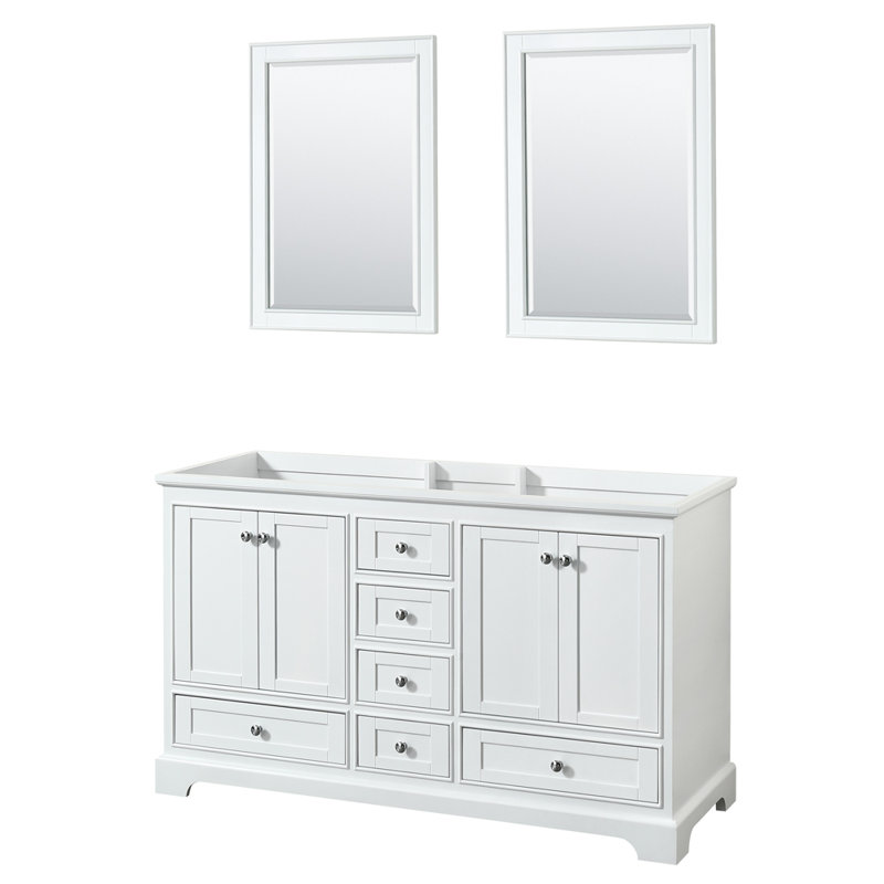 Deborah 59.25 " Double Bathroom Vanity Base, White/Polished Chrome