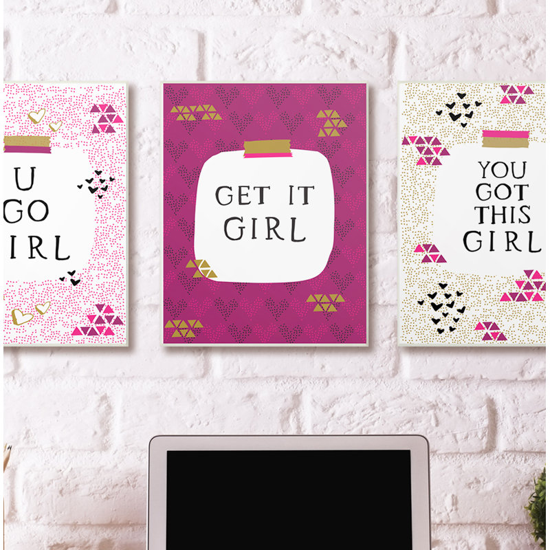 « get it fille glam », art textuel, Plaque murale, H 15 po x l 10 po x P 0,5 po