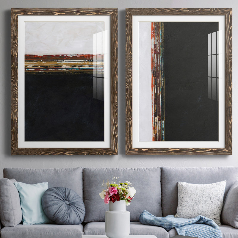 A Sense of Space I - Ensemble de 2 cadres photo, H 37,5 po x l 55 po x P 1,5 po, Noyer