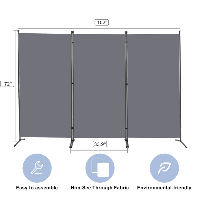 Cloison pliante Dormington, gris, H 71,3 po x l 102 po x P 19,7 po, 3