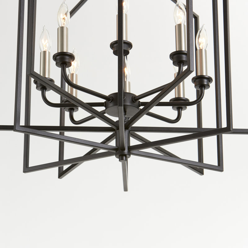 Melora 8 - Light Dimmable Lantern Geometric Chandelier, Noir