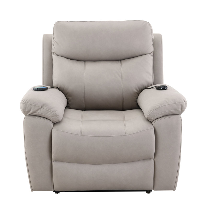 Fauteuil inclinable électrique en microfibre Chriki, Gris clair