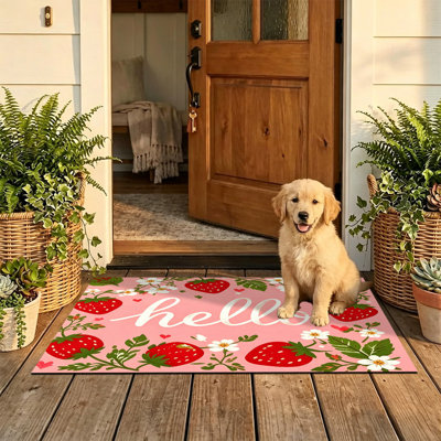  Tapis d'entrée antidérapant pour l'extérieur, 24 po x 36 po, fraise de bienvenue