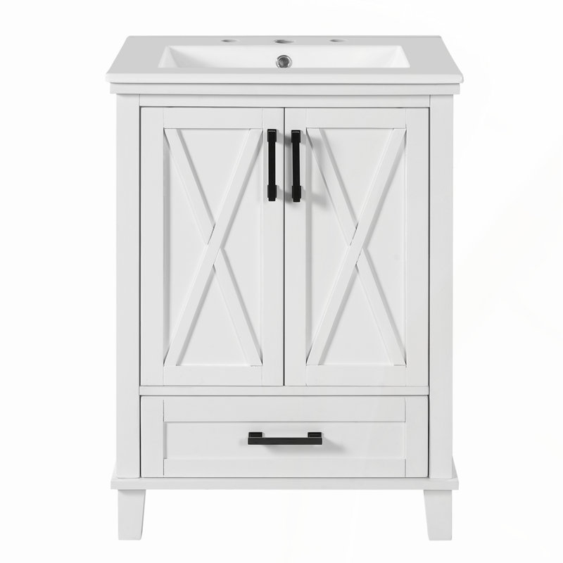 30 Inch Wall-Mounted Bathroom Vanity with Calacatta Gold Sintered Stone Top, Ceramic Basin, and Espresso Woodgrain Storage Cabinet