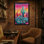«Plants & Flowers Colorful Cactus Desert Sunset Landscape», reproduction d'art