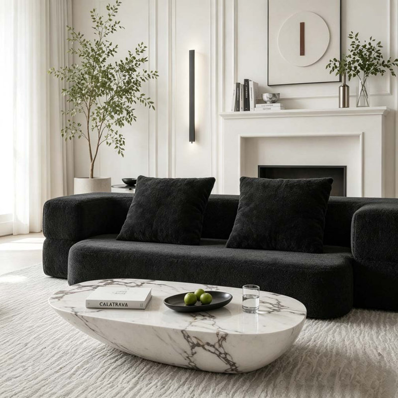 Canapé-lit pliant 74,81 po 2-en-1, canapé moelleux moderne, Black