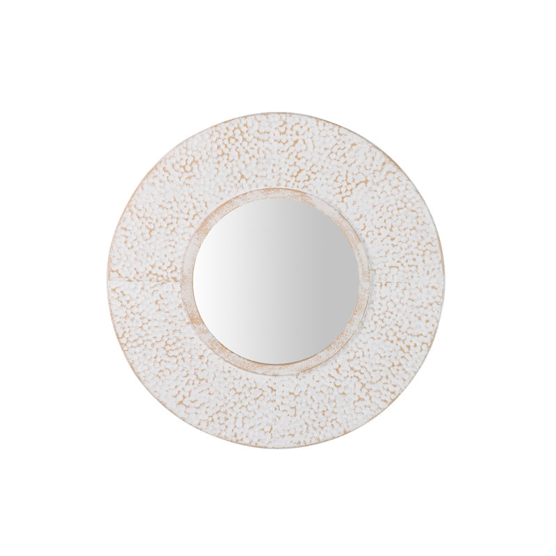Metal Round Mirror, Beige