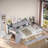 Wooden L-shape Daybed With 3 Cabinets And 2 Drawers, Study Desk And Built-in Bookshelf-764790802