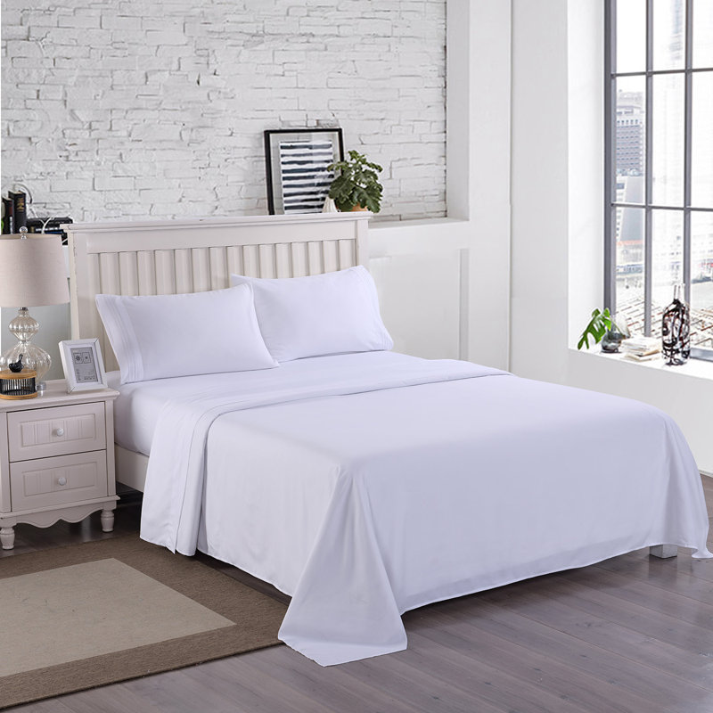 WF-BSS4-E Microfiber Sheet Set, White, Twin Sheet Set + Fitted Sheet + 1 Pillowcase