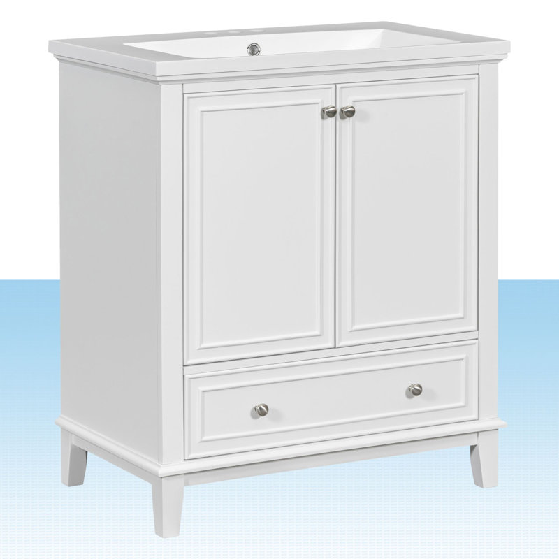 Meuble-lavabo simple 30 po avec comptoir, Blanc