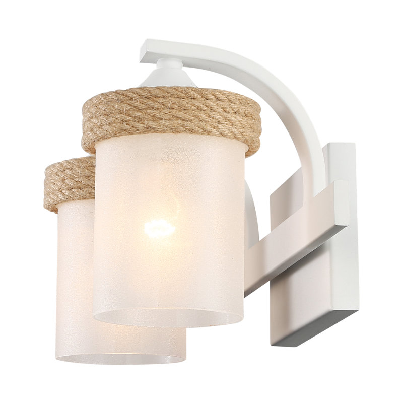 Chatham 2-Light Vanity Light in Natural White with Clear Sandblasted Glass