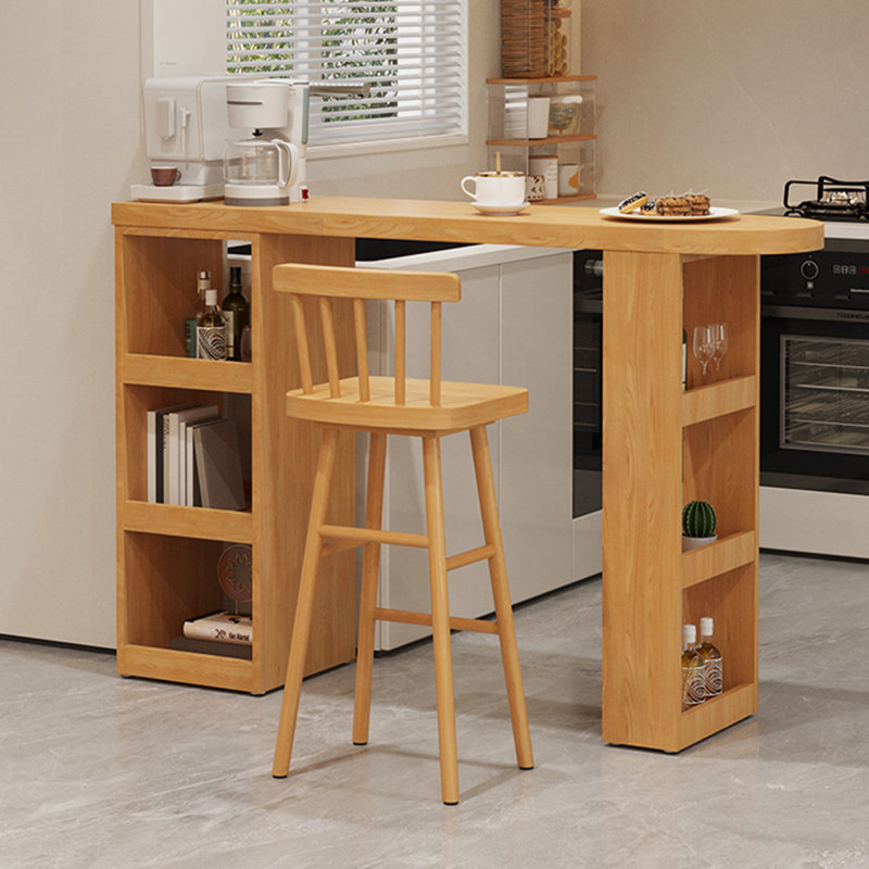 Table-bar moderne et minimaliste en pin avec rangement intÃ©grÃ©, H 41,34 po x L 55,12 po x l 15,75 po